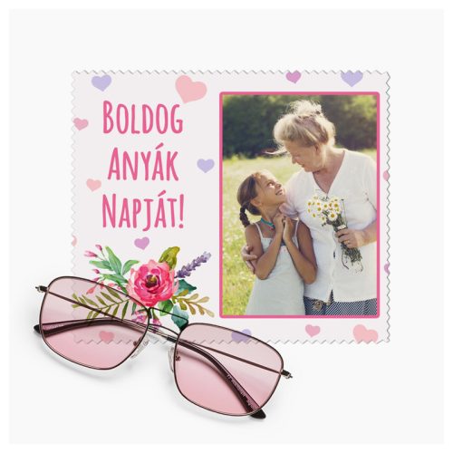 Fényképes Anyák napi szemüvegtörlő kendő - 1db álló képpel és rövid üzenettel 
