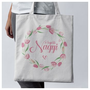 Vászonszatyor - tulipános - A legjobb Nagyi felirattal