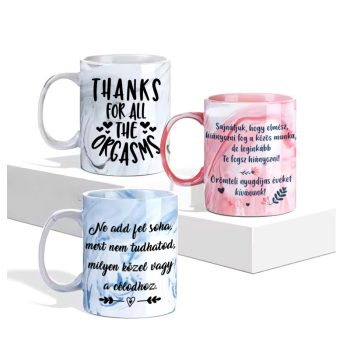   Márvány mintás belsejű - fülű bögre - egyedi felirattal, névvel