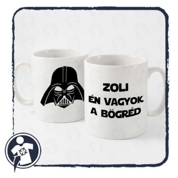   Fehér kerámia bögre - ÉN VAGYOK A BÖGRÉD - saját névvel Darth Vader fejjel