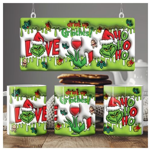 3D hatású bögre GRINCH csajos mintával