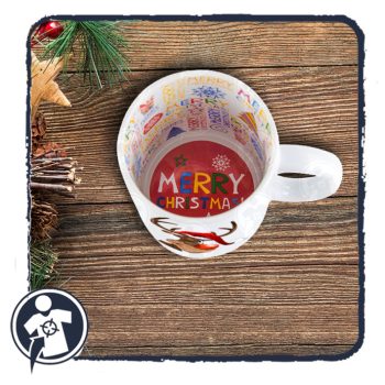   Egyedi fényképes karácsonyi bögre - belül Merry Christmas felirattal nyomtatott belsővel