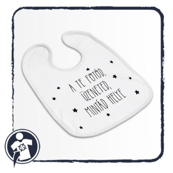   Egyedi bébi előke saját mintával, felirattal - 4 színben