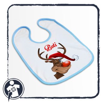   Karácsonyi baba előke - saját névvel, rénszarvas mintával